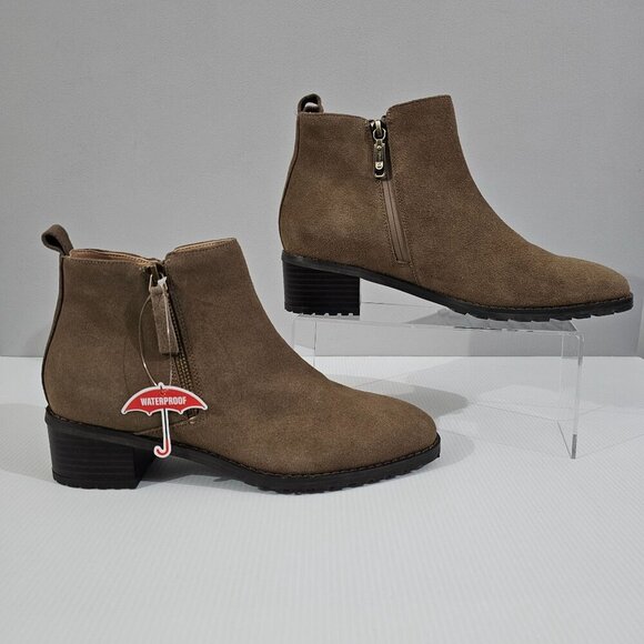 Blondo Samara Ankle Bootie Womens 9.5 Dark Taupe Brown Suede Waterproof Fall NEW - Picture 3 of 12